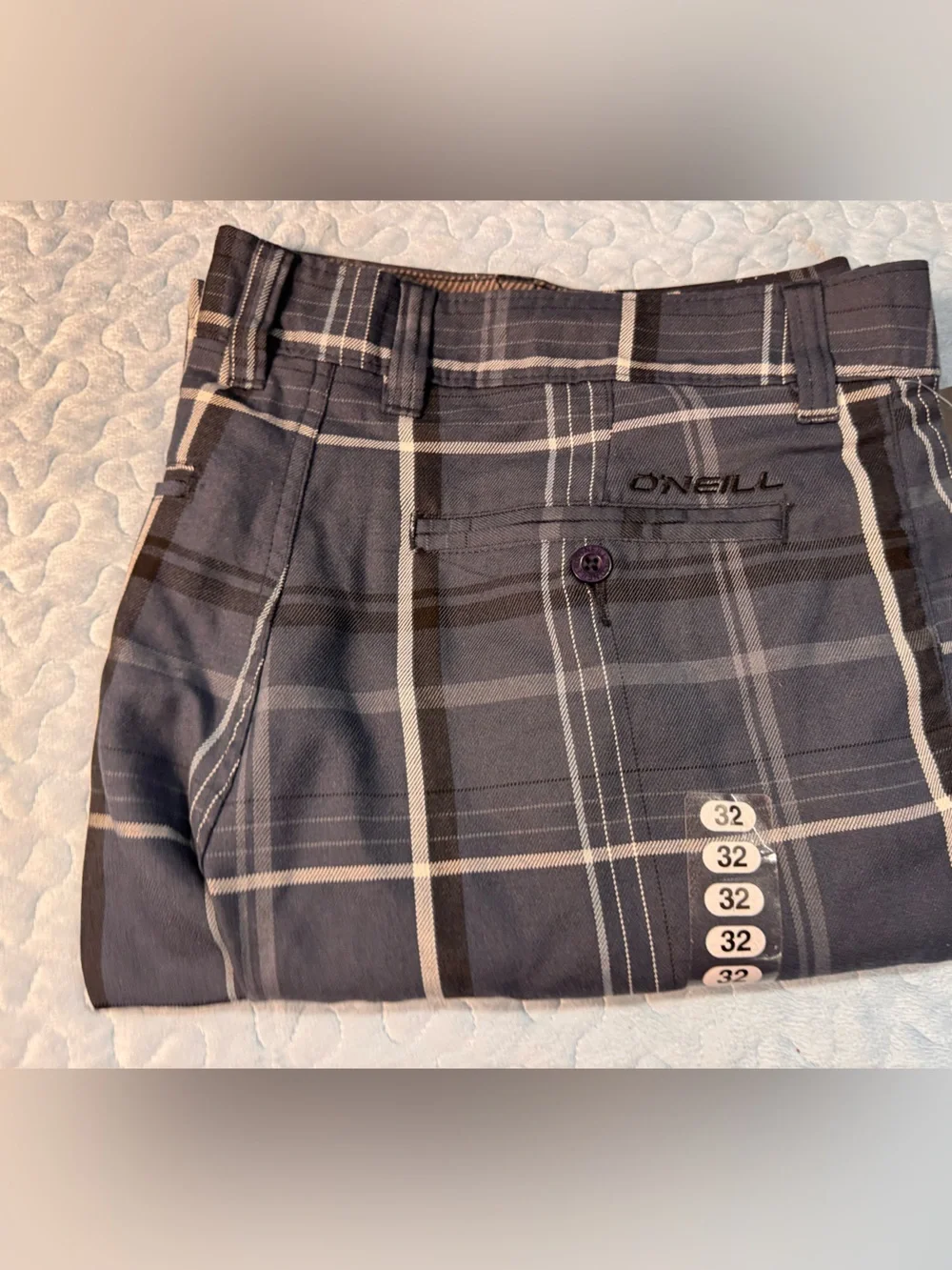 Quiksilver Charcoal and Beige Plaid Swim Shorts - Picture 2 of 12